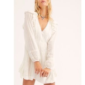 Free people mini ruffle sleeve dress - cream